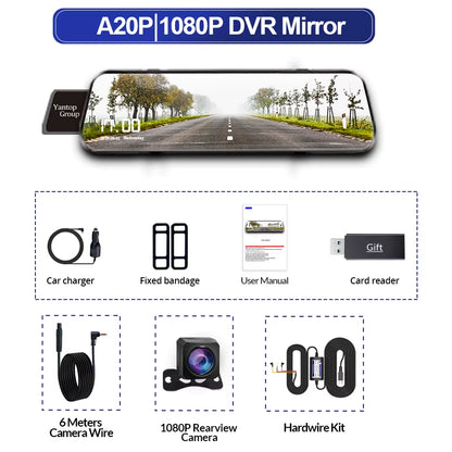 10 Inch Car DVR Car Touch Screen Video Recorder Dual 1080P Rearview Mirror Front and Rear HD Night Vision Camera Mirror